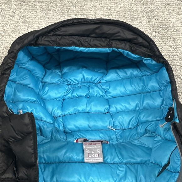 Rab Microlight Alpine Down Puffer Jacket Womens Medium Black Hooded Coat - Picture 4 of 12